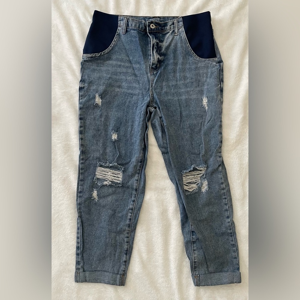 SHEIN Blue Mom Maternity Denim Jeans